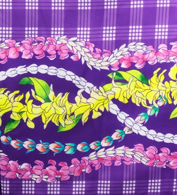 Hula Blouse & Pa'u Set-Up with Palaka & Lei Print / Luxury Collection / Purple / J3204pu