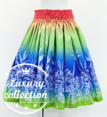 Hula Shantung Pa'u Skirt with Hawaiian Flower Print / Luxury Collection / J3221-1