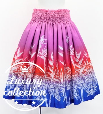 Hula Shantung Pa'u Skirt with Hawaiian Flower Print / Luxury Collection / J3221-2