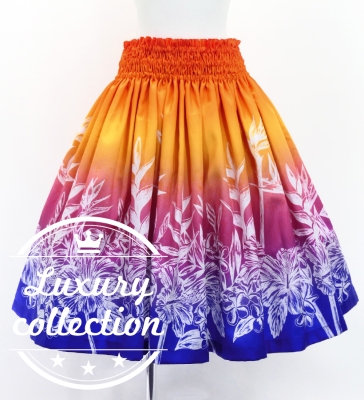 Hula Shantung Pa'u Skirt with Hawaiian Flower Print / Luxury Collection / J3221-3