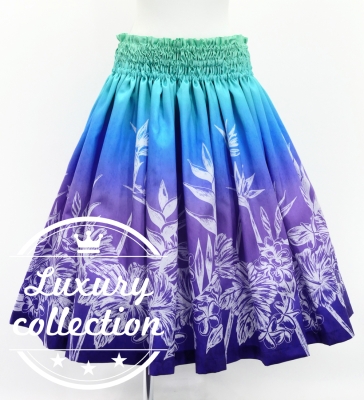 Hula Shantung Pa'u Skirt with Hawaiian Flower Print / Luxury Collection / J3221-7