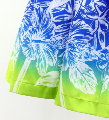 Hula Blouse & Pa'u Set-Up with Hawaiian Flower Print / Luxury Collection / J3222-1