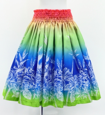 Hula Blouse & Pa'u Set-Up with Hawaiian Flower Print / Luxury Collection / J3222-1