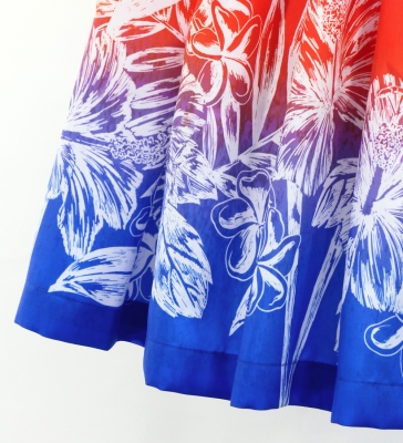 Hula Blouse & Pa'u Set-Up with Hawaiian Flower Print / Luxury Collection / J3222-2