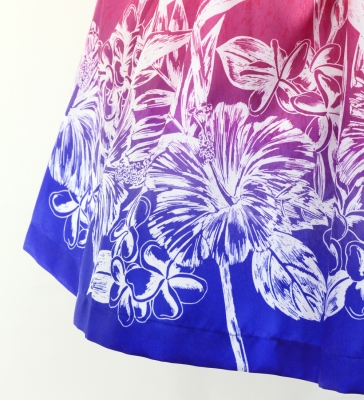 Hula Blouse & Pa'u Set-Up with Hawaiian Flower Print / Luxury Collection / J3222-3