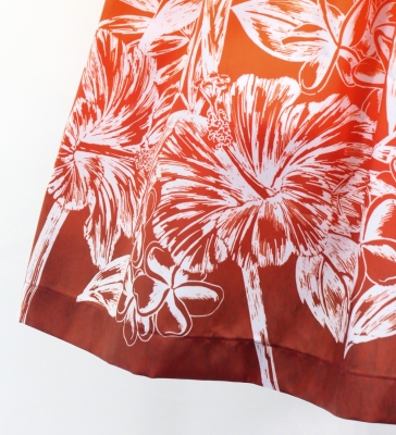 Hula Blouse & Pa'u Set-Up with Hawaiian Flower Print / Luxury Collection / J3222-4