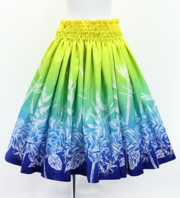 Hula Blouse & Pa'u Set-Up with Hawaiian Flower Print / Luxury Collection / J3222-5