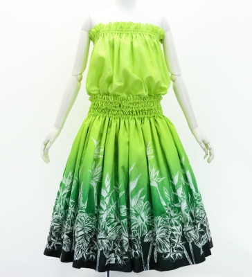 Hula Blouse & Pa'u Set-Up with Hawaiian Flower Print / Luxury Collection / J3222-6