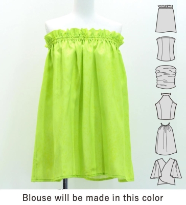 Hula Blouse & Pa'u Set-Up with Hawaiian Flower Print / Luxury Collection / J3222-6