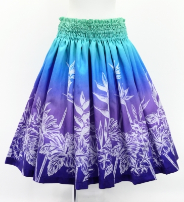 Hula Blouse & Pa'u Set-Up with Hawaiian Flower Print / Luxury Collection / J3222-7