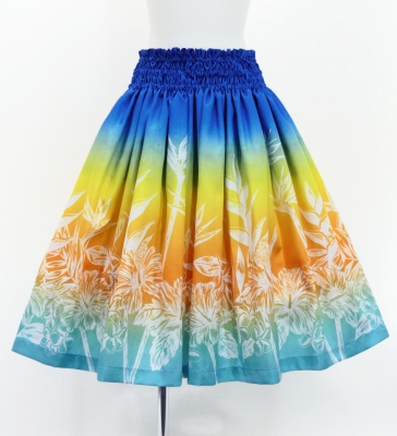 Hula Blouse & Pa'u Set-Up with Hawaiian Flower Print / Luxury Collection / J3222-8