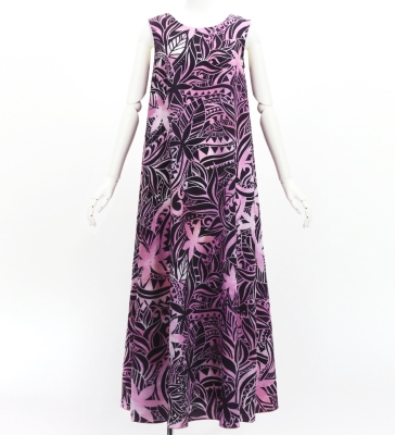 Hula Long Koshibo Dress with Heliconia Print / Luxury Collection / Pink / J3223-1