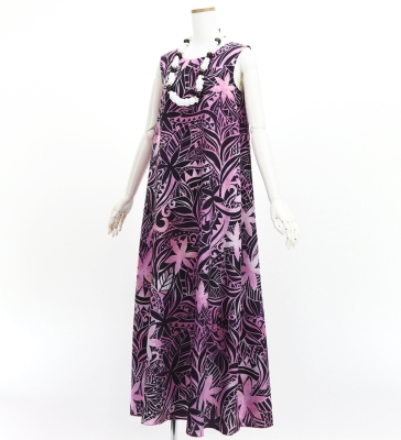Hula Long Koshibo Dress with Heliconia Print / Luxury Collection / Pink / J3223-1