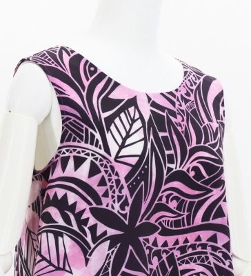 Hula Long Koshibo Dress with Heliconia Print / Luxury Collection / Pink / J3223-1