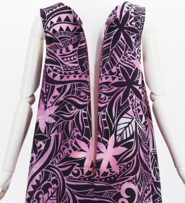 Hula Long Koshibo Dress with Heliconia Print / Luxury Collection / Pink / J3223-1