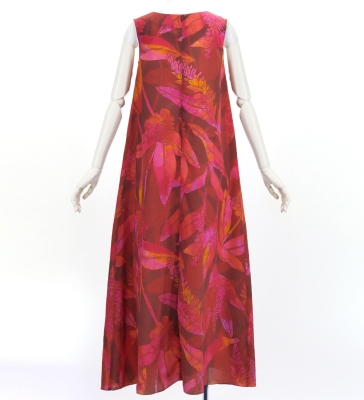 Hula Long Koshibo Dress with Ginger Print / Luxury Collection / Red / J3223-2