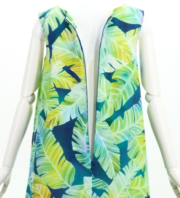 Hula Long Koshibo Dress with Banana Leaf  Print / Luxury Collection / Green / J3223-3