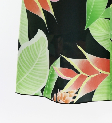 Hula Long Koshibo Dress with Heliconia Print / Luxury Collection / Black / J3223-4