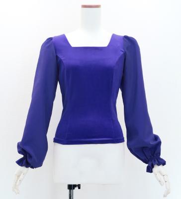 Hula Long Sleeve Blouse with Velvet / Royal Blue / J3224rbl