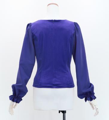 Hula Long Sleeve Blouse with Velvet / Royal Blue / J3224rbl