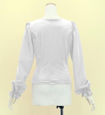 Hula Long Sleeve Blouse with Velvet / White / J3192wh
