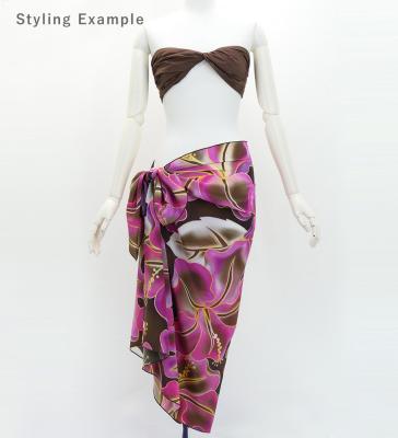 Hula Short Pareo / Gradient Hibiscus / Brown & Pink / J3225-11