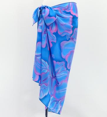 Hula Short Pareo / Gradient Hibiscus / Blue & Pink / J3225-13