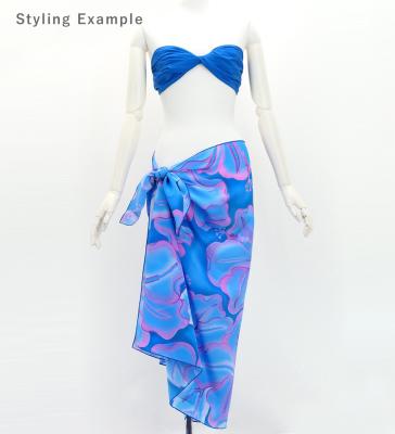 Hula Short Pareo / Gradient Hibiscus / Blue & Pink / J3225-13
