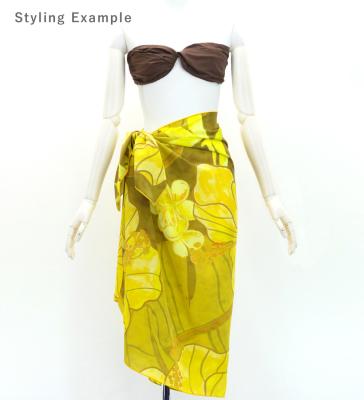 Hula Short Pareo / Hibiscus / Yellow / J3225-15