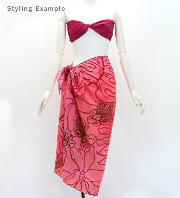 Hula Short Pareo / Lehua / Pink & Red / J3225-20