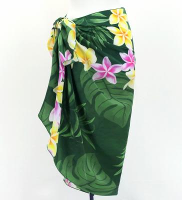 Hula Short Pareo / Plumeria Lei / Green / J3225-6