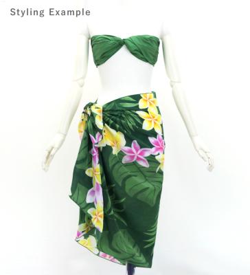 Hula Short Pareo / Plumeria Lei / Green / J3225-6
