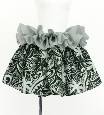 Tahitian Shantung Skirt with Heliconia Print / Luxury Collection / Gray / J3226-1