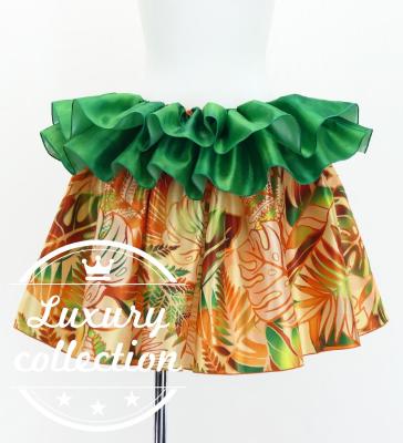 Tahitian Shantung Skirt with Hawaiian Leaf Print / Luxury Collection / Orange / J3226-10