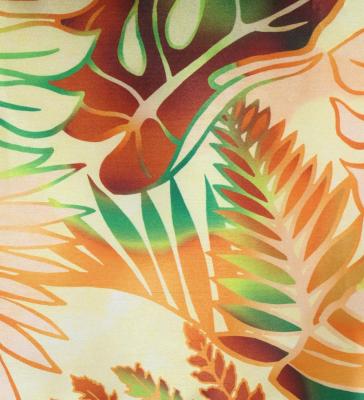 Tahitian Shantung Skirt with Hawaiian Leaf Print / Luxury Collection / Orange / J3226-10
