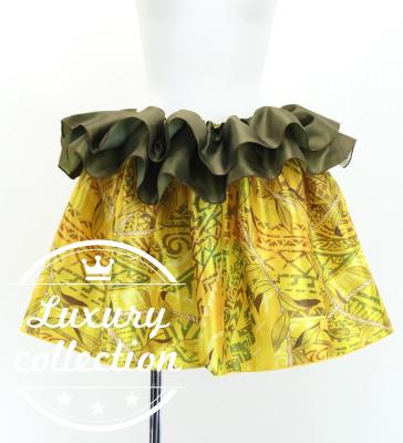 Tahitian Shantung Skirt with Leaf Lei & Kahiko Print / Luxury Collection / Yellow / J3226-12