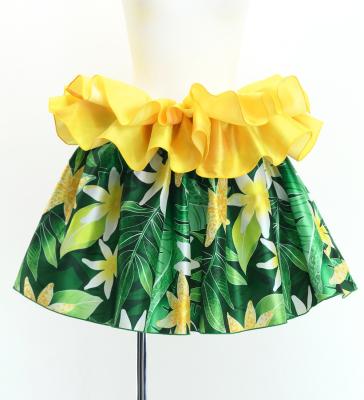 Tahitian Shantung Skirt with Tiare Print / Luxury Collection / Green / J3226-14