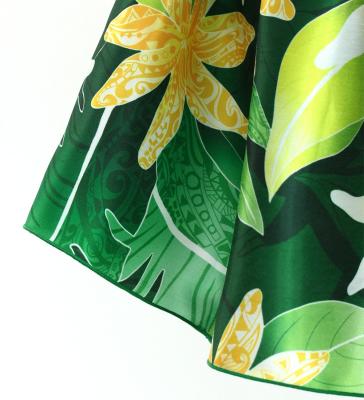 Tahitian Shantung Skirt with Tiare Print / Luxury Collection / Green / J3226-14