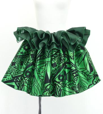 Tahitian Shantung Skirt with Kahiko & Strelitzia Print / Luxury Collection / Green / J3226-15