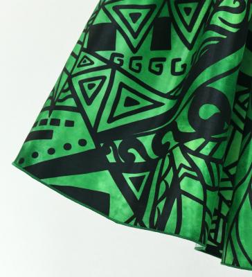 Tahitian Shantung Skirt with Kahiko & Strelitzia Print / Luxury Collection / Green / J3226-15