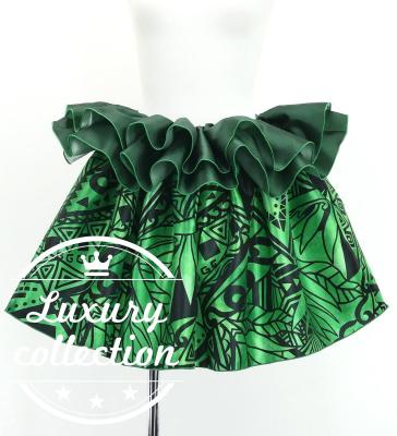 Tahitian Shantung Skirt with Kahiko & Strelitzia Print / Luxury Collection / Green / J3226-15