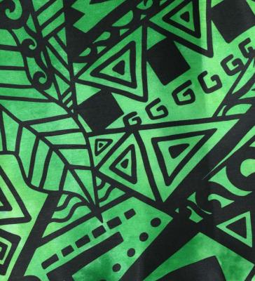 Tahitian Shantung Skirt with Kahiko & Strelitzia Print / Luxury Collection / Green / J3226-15