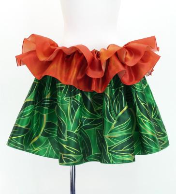 Tahitian Shantung Skirt with Ti Leaf Print / Luxury Collection / Green / J3226-16