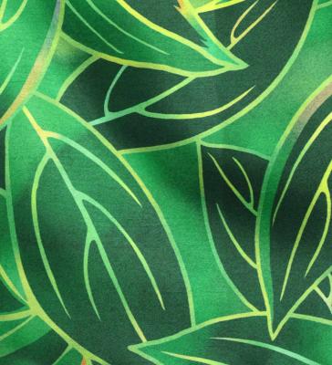Tahitian Shantung Skirt with Ti Leaf Print / Luxury Collection / Green / J3226-16