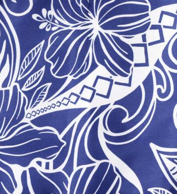 Tahitian Shantung Skirt with Kahiko & Hibiscus Print / Luxury Collection / Navy / J3226-19