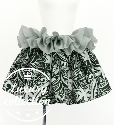 Tahitian Shantung Skirt with Heliconia Print / Luxury Collection / Gray / J3226-1