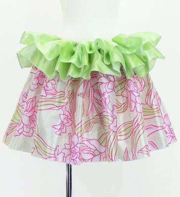 Tahitian Shantung Skirt with Tuberose Print / Luxury Collection / Light Pink / J3226-2