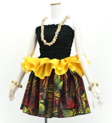 Tahitian Shantung Skirt with Kahiko & Lehua Print / Luxury Collection / Black / J3226-3