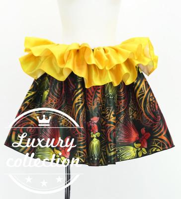 Tahitian Shantung Skirt with Kahiko & Lehua Print / Luxury Collection / Black / J3226-3