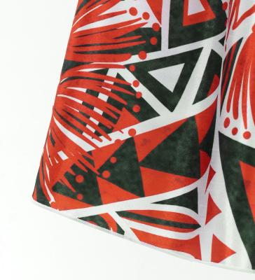 Tahitian Shantung Skirt with Kahiko & Lehua Print / Luxury Collection / Red & Black / J3226-4